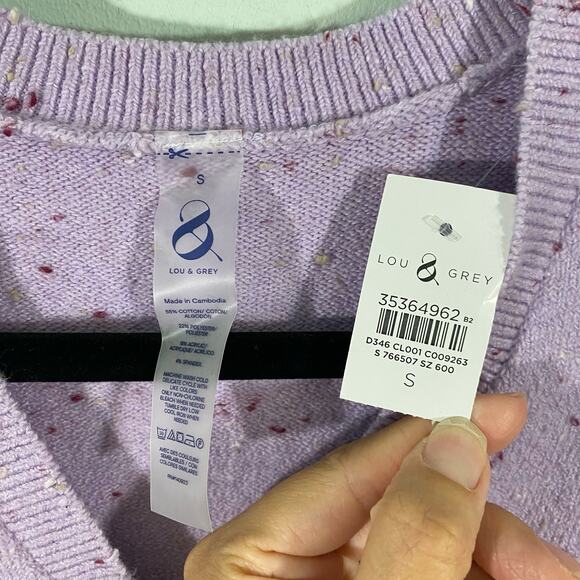 Lou & Grey Women's Lilac Flecked Henley Pullover Sweater Size S NWT - Picture 7 of 8